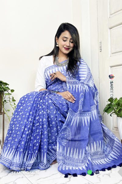 Premium Semi Moslin Saree