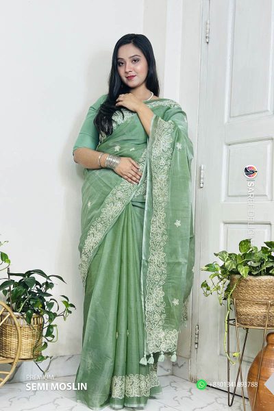 Premium Semi Moslin Saree