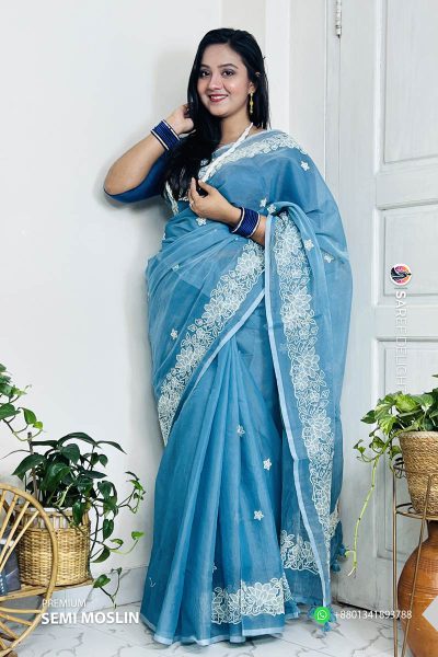 Premium Semi Moslin Saree